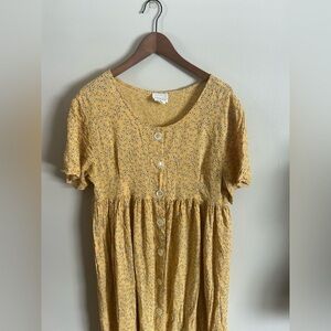 Vintage | Moda International Yellow floral button down maxi dress